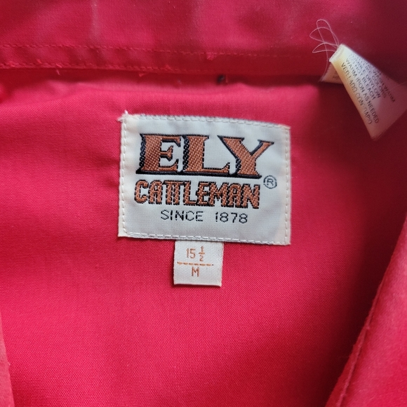 Ely cattlemen western cowboy short sleeve red men's medium shirt button up - Picture 4 of 10